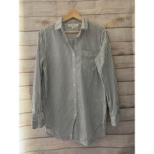 Long Sleeve Stripped Button Up Top